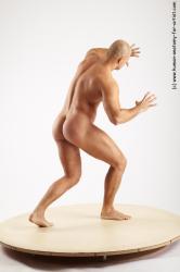 Nude Man White Standing poses - ALL Slim Bald Standing poses - bend over Realistic